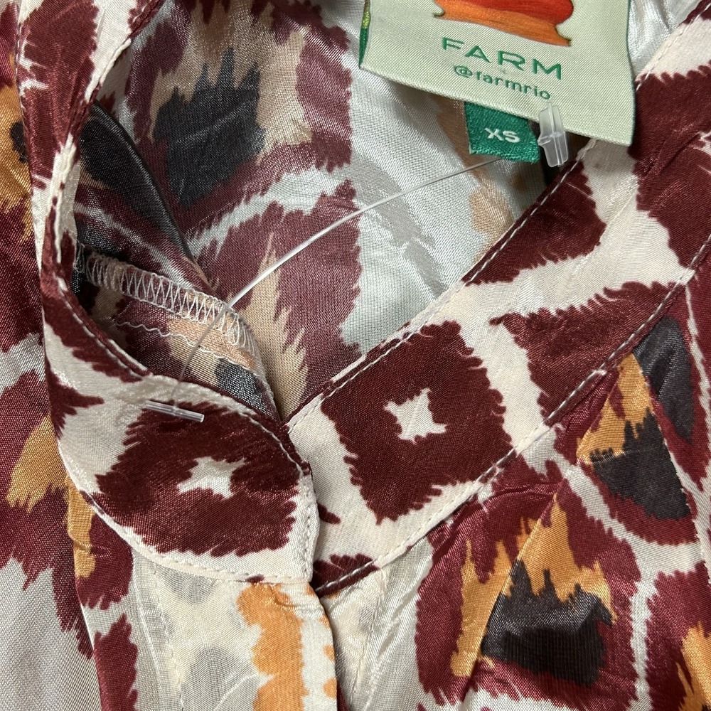 NWOT Farm Rio Cream Toucans Scarf Maxi Dress Womens XS Long Sleeve NO TIE SCARF - Picture 9 of 16